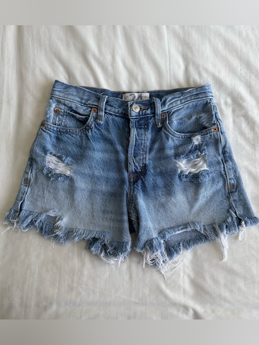 Free People Denim Shorts with Distressed Details